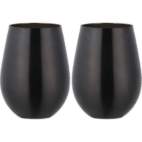 Lot de 2 verres à vin de voyage sans pied en acier inoxydable