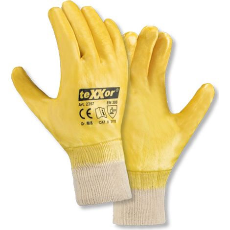teXXor® Nitril-Handschuhe STRICKBUND, Gelb/Beige (1/4)