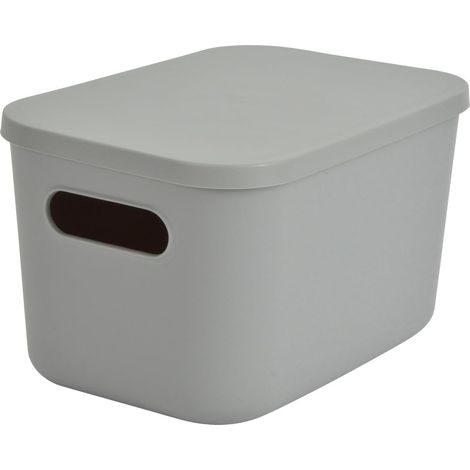 Boite avec Couvercle Plastique 4,5L 25 x 17,5 x h,14,5 cm Gris (1/4)