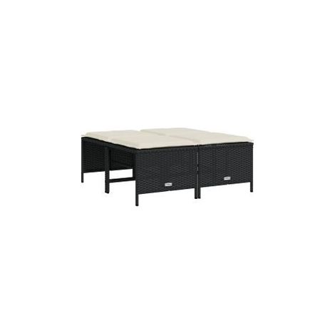 Tabourets de jardin avec coussins lot de 4 noir résine tressée (1/5)