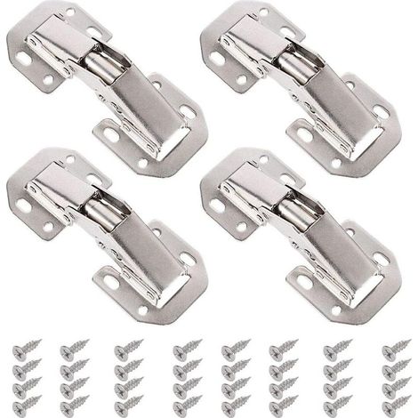 Juego de 4 bisagras para puertas de armario, apertura de armario con 32 tornillos, bisagras plegables automáticas de acero inoxidable, bisagra de cierre para puertas de armarios de cocina y muebles. (1/5)