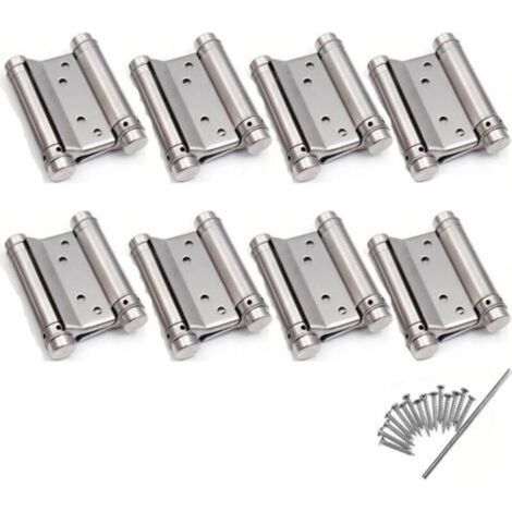 8 pcs double-action spring hinges for swing doors, stainless steel, saloon/western style, 75 mm (Load up to 15 kg) (1/5)