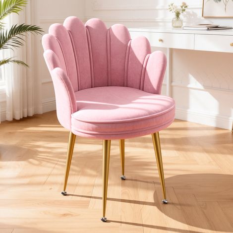 FLASIDU – Ein bequemer Sessel mit ergonomischer schalenförmiger Rückenlehne und luxuriöser Samtpolsterung. Abmessungen: 50 × 44 × 88 cm, Rosa