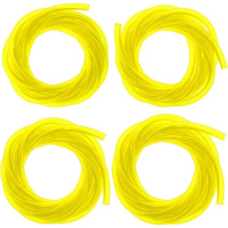 4 Durite Essence 1M, PVC Souple, Transparent Jaune, Pour Scie Chaîne Débroussailleuse