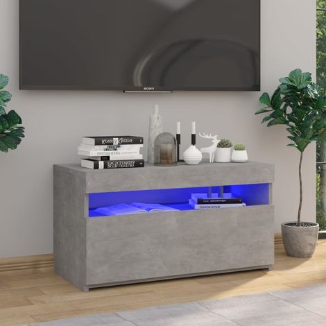 SKM Meuble TV avec lumières LED Gris béton 75x35x40 cm (1/5)