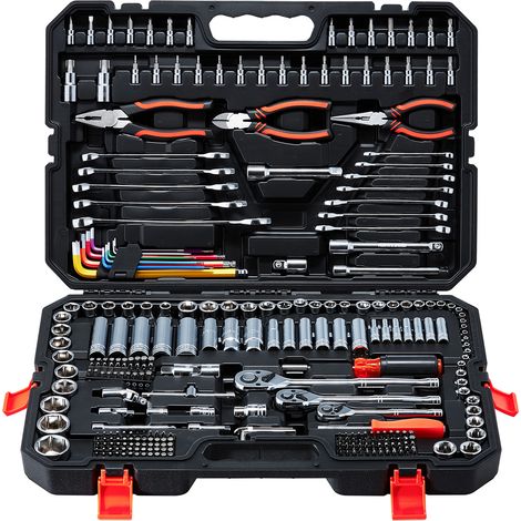 VEVOR Set di Chiavi a Bussola da 314 pezzi Chiavi a Cricchetto Attacco da 1/4 pollici 3/8 pollici 1/2 pollici, Set di Utensili Riparazioni Comuni Progetti Fai-da-te, Custodia Attrezzi per Meccanico