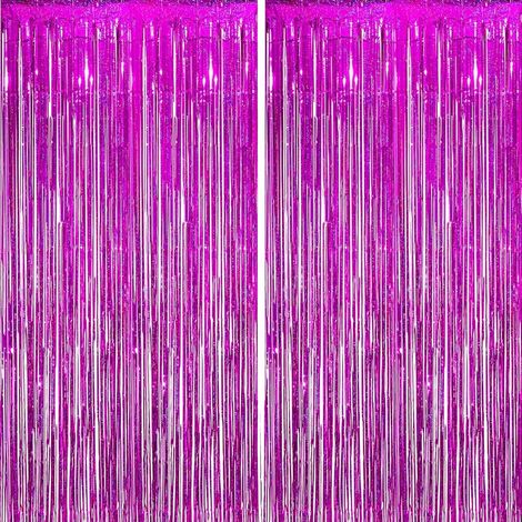 Lot de 2 Rideau à franges, Film PET brillant, Décoration fête, 1 x 2,5 m, Anniversaire Mariage Noël (1/5)