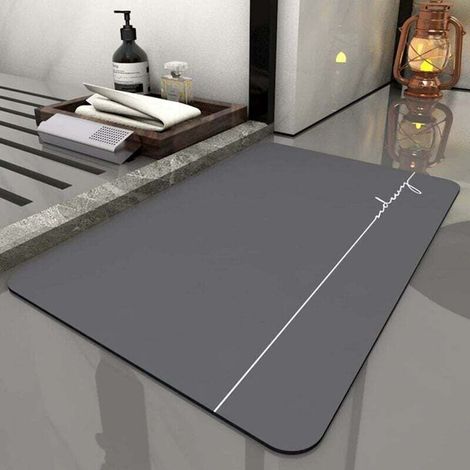 Badematte, rutschfeste Badematte, saugfähige, waschbare Duschmatte, Kieselgur-Badematte für Badewanne, Küche, Wohnzimmer und Badezimmer 60 x 40 cm – Crezuo