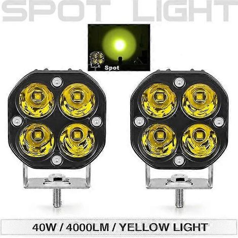Barre lumineuse LED de travail de 7,6 cm (3 pouces) pour voiture, feux de brouillard, feux de jour, phares de moto, projecteur DRL pour Auto Niva Lada 4x4 tout-terrain ATV (2 pièces, spot jaune) (1/5)