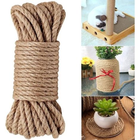 Corde Jute Corde Chanvre,10mm Décoration Corde De Jute Solide et Souple Corde,Résistante Corde Jute pour DIY,Décoration de Meubles (1/4)
