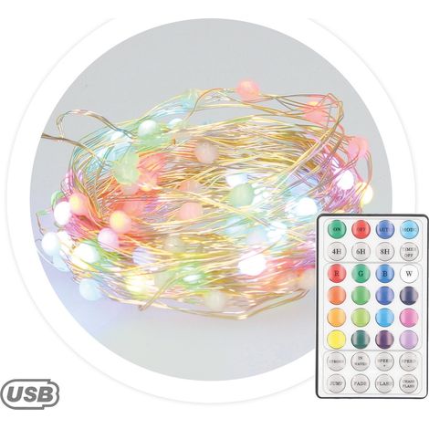 Guirnalda alambre LED 9,9M con USB + mando 32 funciones 6W RGB (1/5)