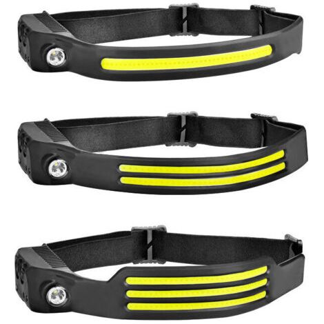 LaBlanc - Linterna frontal LED recargable, potente, impermeable, USB, 1200 mAh, COB XPE, para correr, acampar, ciclismo, casco, pesca, reparaciones, jogging, niños (3 unidades) (1/3)