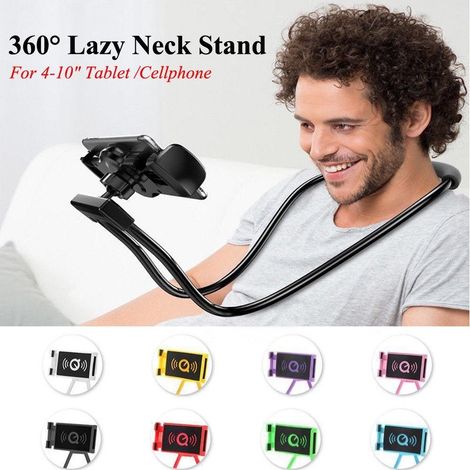 Support universel pour smartphone à porter autour du cou, bras flexible et orientable à 360°, idéal pour vidéos, appels et visionnage mains libres (1/5)