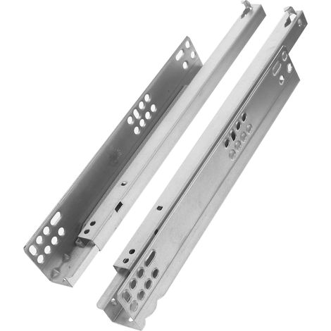 Lot de 2 glissières tiroir à amortissement invisible en acier laminé (1/5)