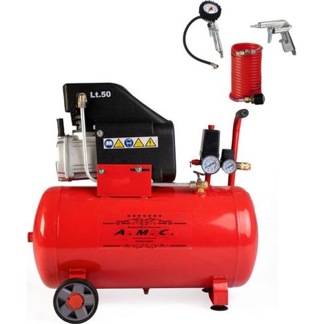 Compressore ad Aria 50LT Portatile 8 Bar 2,0 HP 1500W Coassiale Carrellato (1/5)