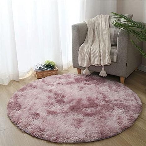 Tappeto rotondo tie-dye, tappeto a rete con sfumature di colore, rosso, tappeto coordinato per comodino, tappeto a pelo lungo, tappeto decorativo per camera da letto, tappeto in stile pastorale, tappe