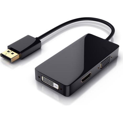 CSL DisplayPort Stecker auf HDMI, DVI, VGA Video-Adapter, 15 cm, 3in1, Konverter-Kabel, Full HD 1080p (1/5)