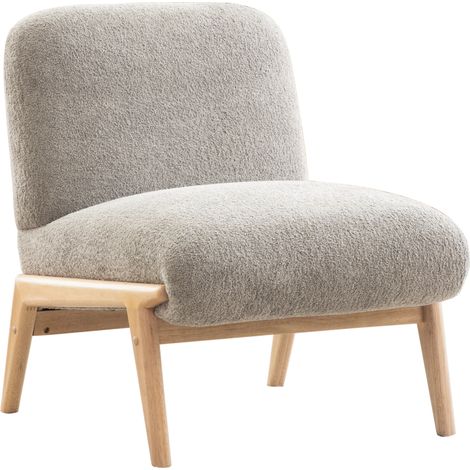 Fauteuil lounge scandinave en tissu – tissu chenille doux et structure en bois stable, idéal pour le salon et la chambre, Gris (1/5)