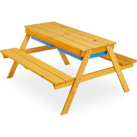 Set tavolo e panche di design per bambini da esterno 120 x 60 x 50 cm con ombrellone regolabile in legno bianco 130011573