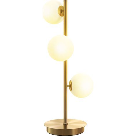 Accessoires pour luminaire d'extérieur Lampe de chevet avec 3 abat-jours globe, lampe de table moderne avec base en acier et douilles G9, 53H cm, ton laiton