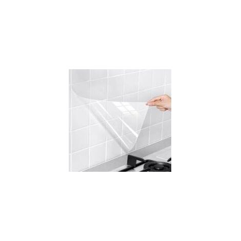 Papier adhésif transparent pour la protection des crédences, murs et étagères de cuisine. Imperméable et résistant à l'huile, autocollant (4 5 x 200 cm). (1/5)