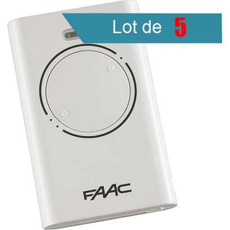 Faac – Pack de 5 télécommandes 2 canaux 868 Mhz – Code tournant – Alimentation 3V – Compatible motorisations portails et garages (1/2)