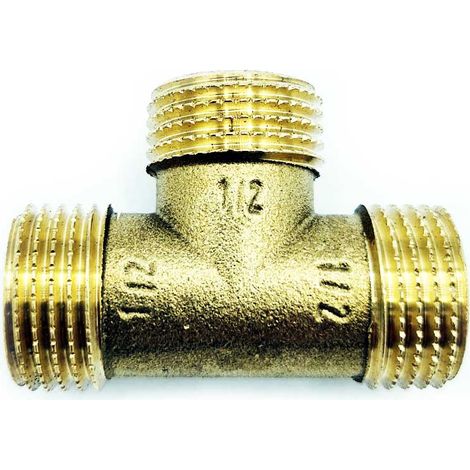 Messing-T-Stück 1/2" Außengewinde/Innengewinde/Außengewinde (1/2)