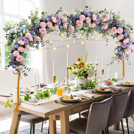 Arche de Table, Support d'Arche de Table Réglable, Tige Décoration de Tables en Acier Épais, Décorative Pinces Plateau de 2 à 8 cm, Support Ballon pour Mariage, Anniversaire, Fête Doré 3x1,4m (1/5)