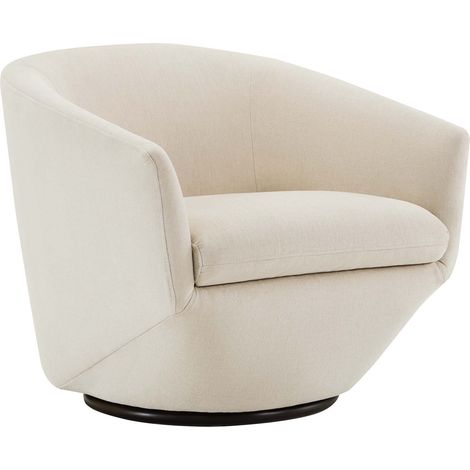 Fauteuil Pivotant CHITA, Tissu Velours, Pour Salon, Fauteuil Rond Avec Base Métallique-Blanc (1/5)