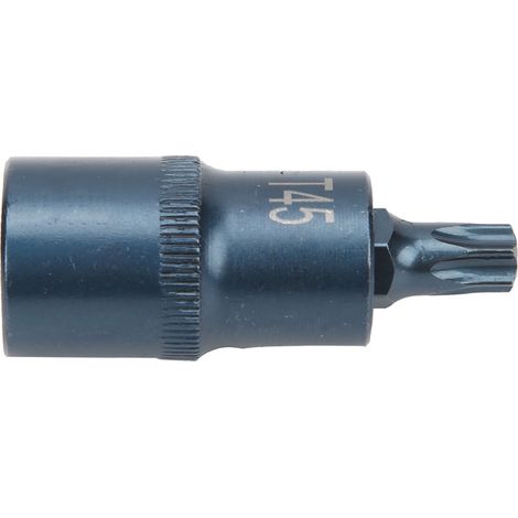 Emmanchement douille étoile T45, acier allié S2 anti-rouille, précision élevée, bleui, plastique, 1/2 x 55 mm, lot de 1. (1/5)