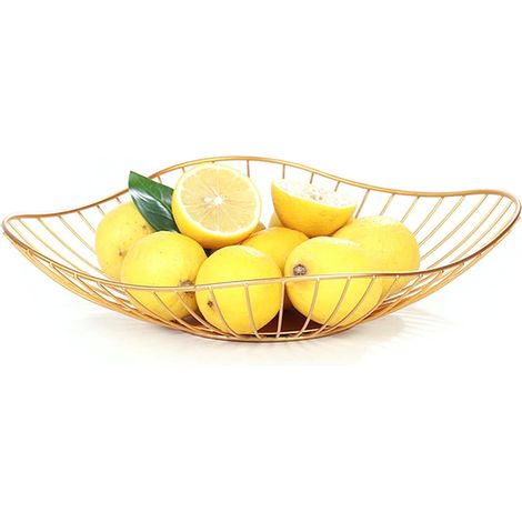 Corbeille à fruits, corbeille à fruits en métal, formes géométriques créatives de corbeilles à fruits décoratives en métal pour la maison, pour ranger légumes, en-cas, pain et fruits (doré) (1/5)
