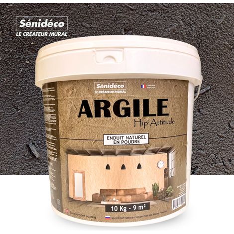 Enduit décoratif argile 10kg pour 9m² coloris ANTHRACITE
