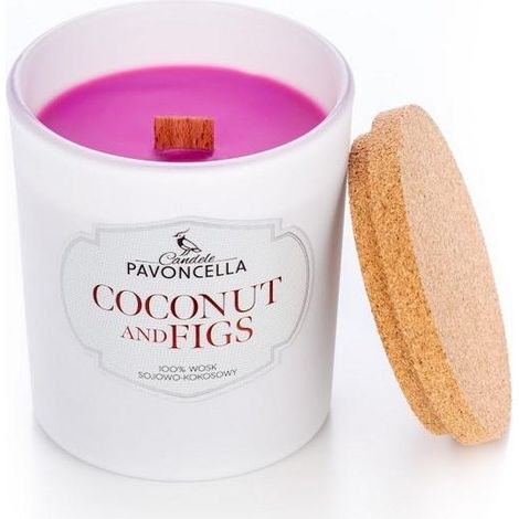 Candela di soia bianca al cocco e fichi, 135 g