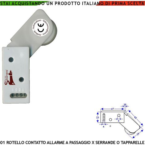 Rotello Contatto Antifurto Contro il Sollevamento di Tapparella o Serranda la Rotella Antiusura Spinta da Molla con la Gammes Muove lo Switch che Genera Impulsi Veloci 50 mS Necessita di Conta Impulsi (1/2)