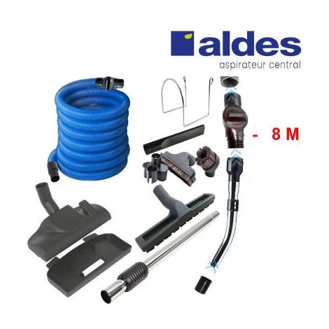 Set ALDES 8 accessoires + 1 flexible avec poignée standard chromée remplace la poignée de commande pneumatique ALDES 11070062 avec douille de démarrage et vanne d’arrêt - longueur au choix - 8m