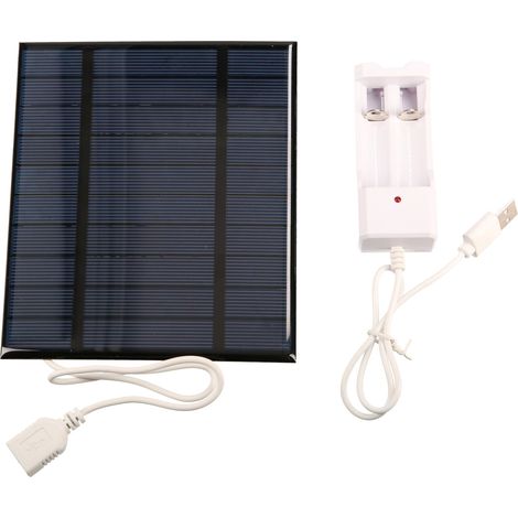 Panel solar de 2,5 W (5 V, 500 mA) con puerto USB para teléfono móvil, ventilador, cargador de batería 18650, cargador portátil, célula solar de silicio policristalino, panel solar DIY impermeable par (1/5)
