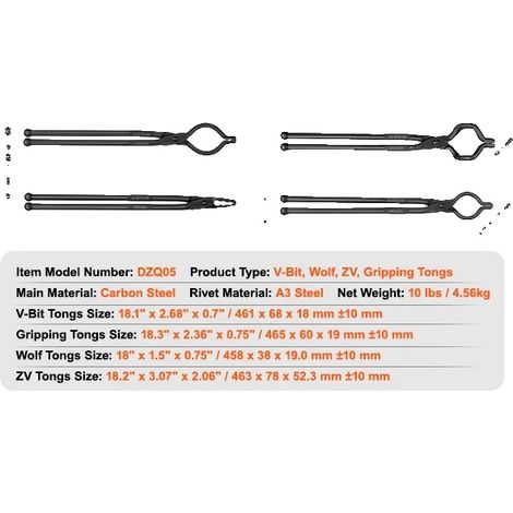 Schmiedezangen, Premium-Kohlenstoffstahl, vielseitige Zangenstile, 4PCs (1/2)
