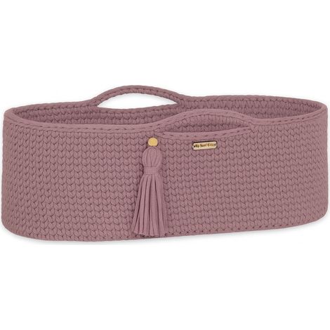 Moisés de algodón BOHO hecho a mano con colchón - malva (1/5)
