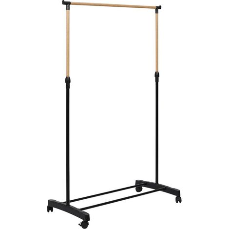 Portant à vêtements à roulettes imitation bois (1/5)