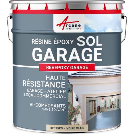 Peinture epoxy, garage, sol, atelier, local, commercial, magasin : Revepoxy garage - 25 kg (jusqu'à 80 m² en 2 couches) Ivoire Clair - RAL 1015 - ARCANE INDUSTRIES