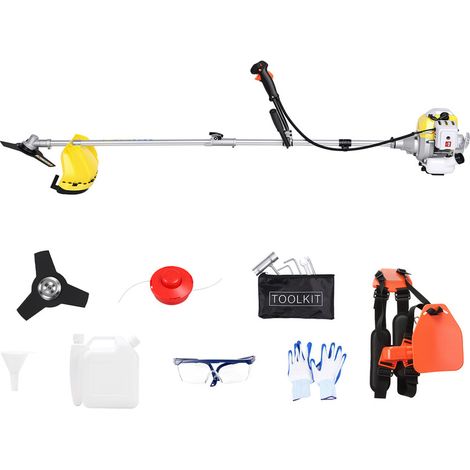 Tondeuse à gazon à essence - Tondeuse à essence portable multifonction 2 en 1 - 52CC, 3CV, 8500 tr/min - terrain agricole usage domestique - deux temps - 180×25×25cm - Jaune - FLASIDU (1/5)
