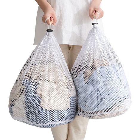Sac à linge en filet 79 x 61 cm, très grand format avec cordon de serrage, lavable en machine, idéal pour les voyages, les usines, (1/5)