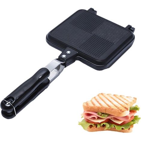 Tostapane - Macchina per sandwich - Friggitrice a doppia faccia - Tostapane/Macchina per waffle - Con manico, piastra antiaderente - Adatto per l'uso su fornelli o all'aperto - Ideale per cucinare in 