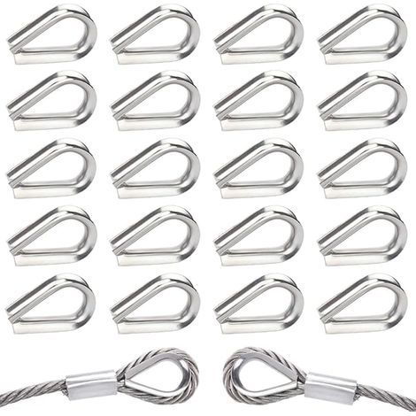 40 Pièces M5 Cosses de Câble Métallique en Acier Inoxydable 304 Cosse Coeur pour Cable Acier pour Câble Métallique 5mm (1/5)