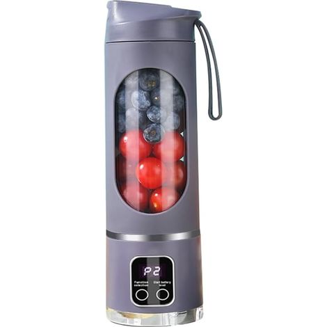 Spremiagrumi viola da 7,4 V, portatile, con capacità di 400 ml e ricaricabile tramite USB, ideale per gite e attività all'aperto. (1/5)