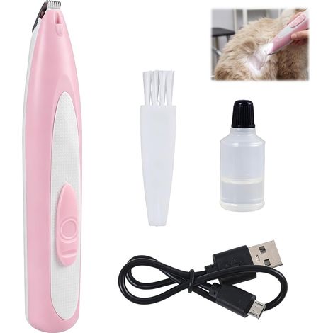 Tondeuse à pattes pour chien avec lumière LED - Tondeuse rechargeable pour petites zones : pattes, oreilles, yeux, visage - Ergonomique et sans fil - (Pink) (1/5)