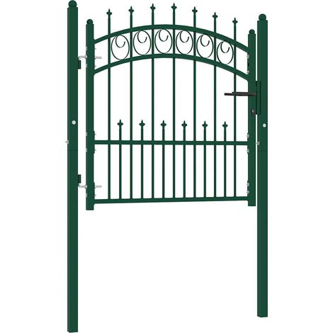 vidaXL Portail de clôture EMMEN avec pointes en acier 104 x 97 cm vert (1/5)