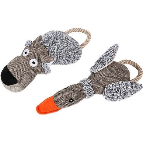 Jouet pour chien à mâcher, lot de 2 peluches sonores pour animaux (1/4)