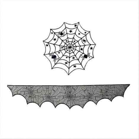 Nappe d'Halloween, serviette en toile d'araignée, chemin de table, abat-jour, ensemble B (1/5)