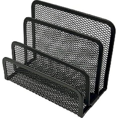1 organisateur de bureau, en métal noir, 3 compartiments, rangement de documents, pour espace de travail professionnel